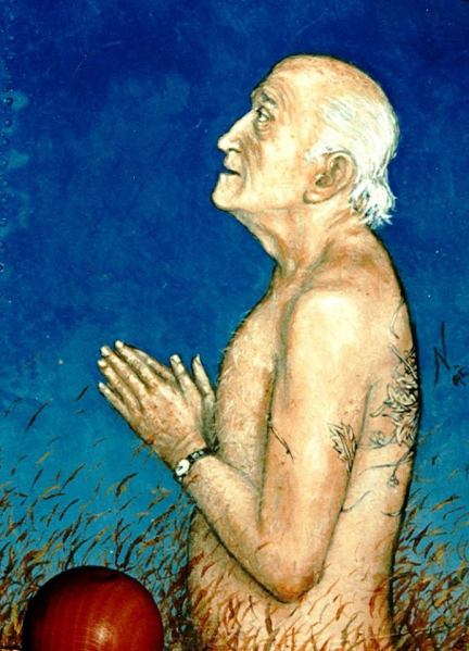 Gonzalito el milagroso. Oleo sobre madera de Nacho Gómez Arriola.